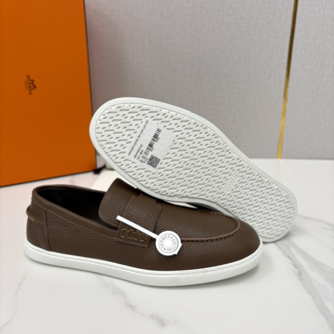 💋💍H家新品 Hermè* 爱马-仕 Job 牛皮乐福鞋 官方 9,300 甄选进口小牛皮/粒面牛皮/绒