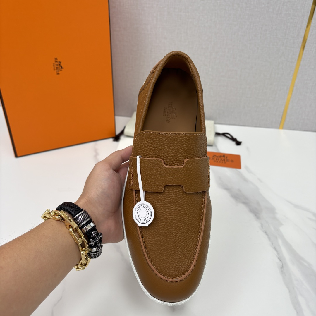 💋💍H家新品 Hermè* 爱马-仕 Job 牛皮乐福鞋 官方 9,300 甄选进口小牛皮/粒面牛皮/绒