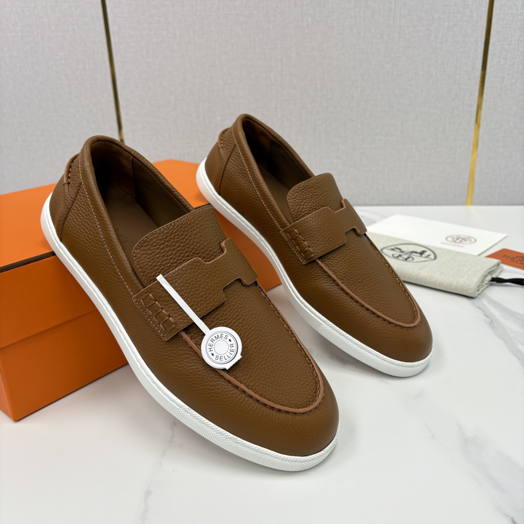 💋💍H家新品 Hermè* 爱马-仕 Job 牛皮乐福鞋 官方 9,300 甄选进口小牛皮/粒面牛皮/绒