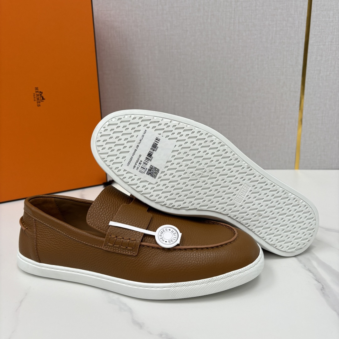 💋💍H家新品 Hermè* 爱马-仕 Job 牛皮乐福鞋 官方 9,300 甄选进口小牛皮/粒面牛皮/绒