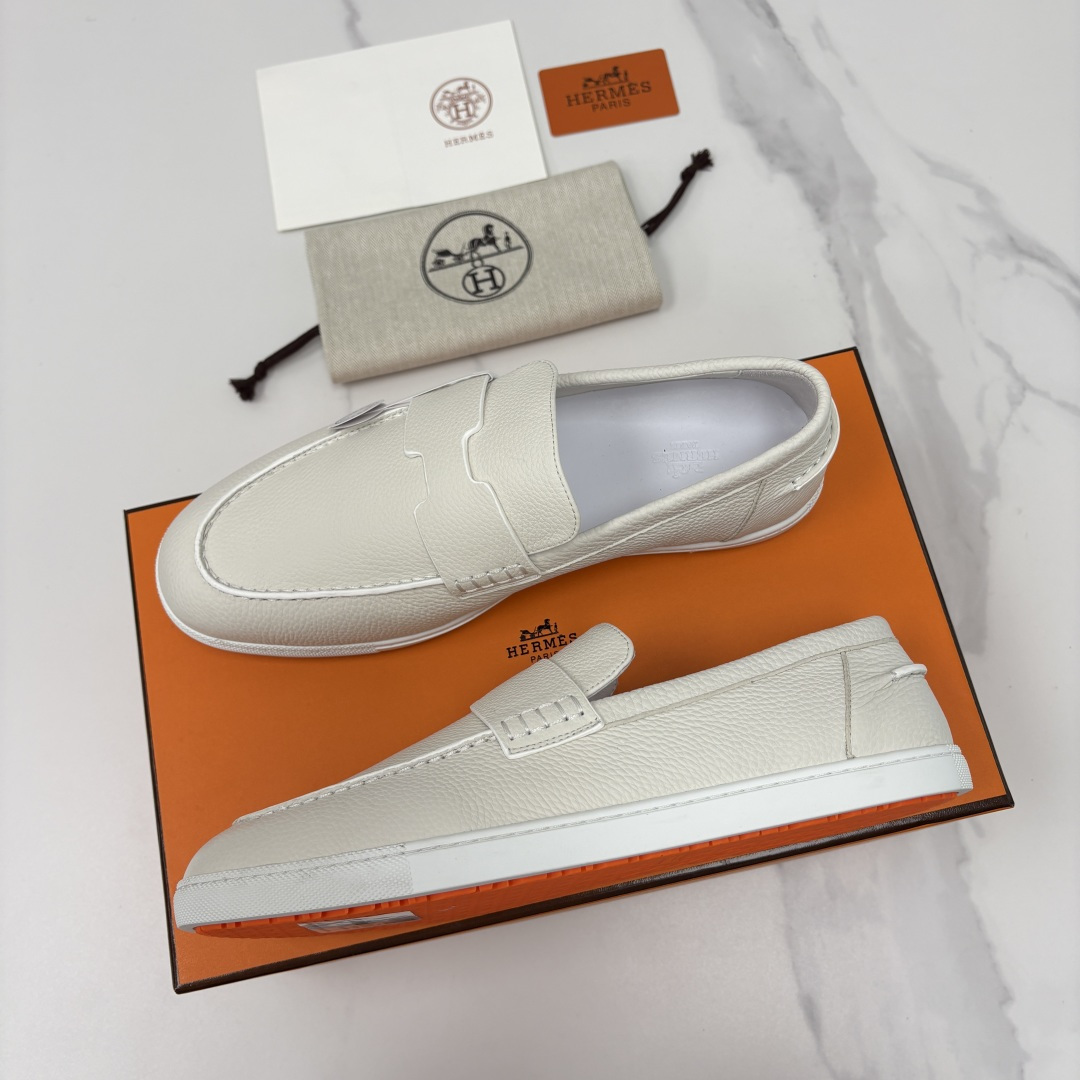 💋💍H家新品 Hermè* 爱马-仕 Job 牛皮乐福鞋 官方 9,300 甄选进口小牛皮/粒面牛皮/绒