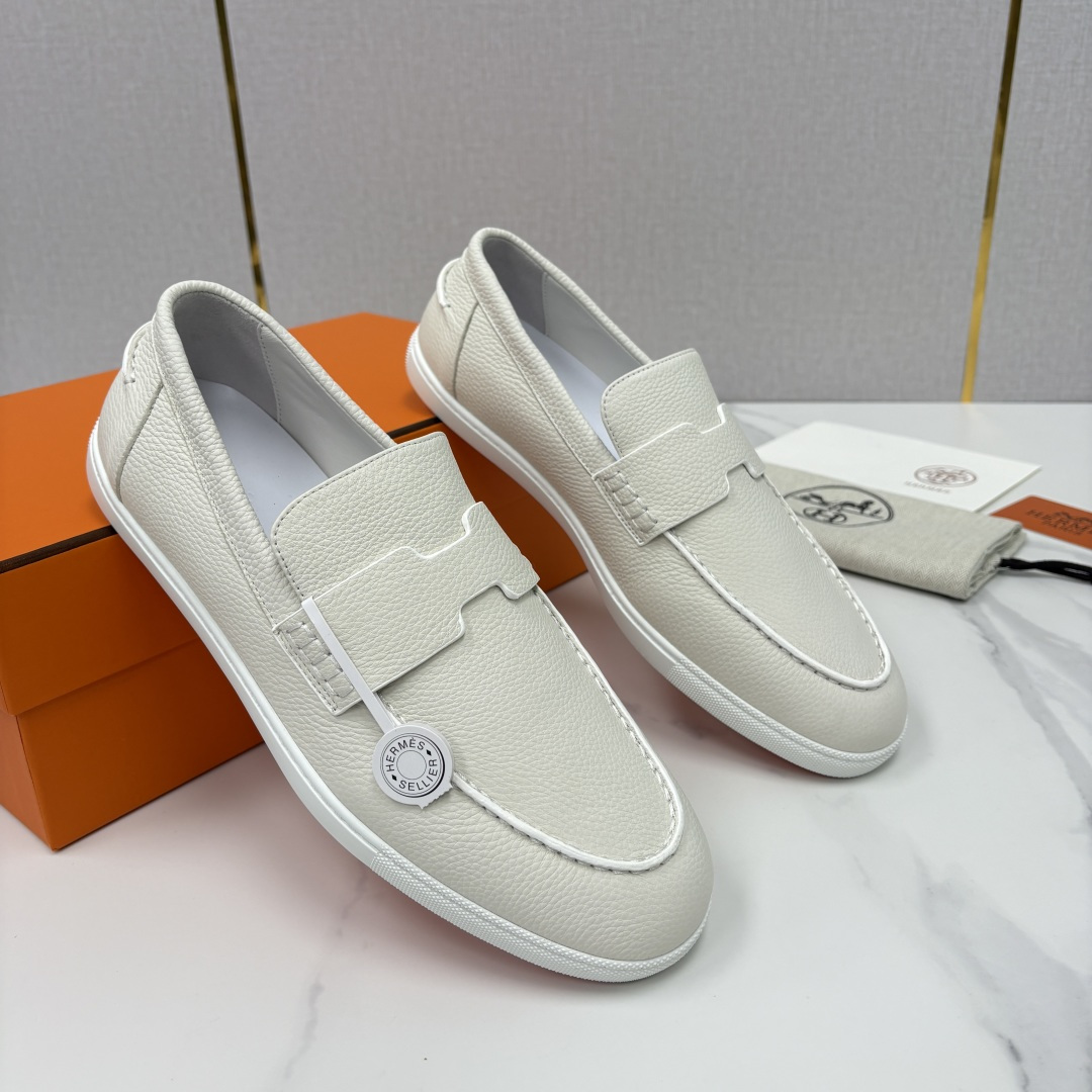 💋💍H家新品 Hermè* 爱马-仕 Job 牛皮乐福鞋 官方 9,300 甄选进口小牛皮/粒面牛皮/绒