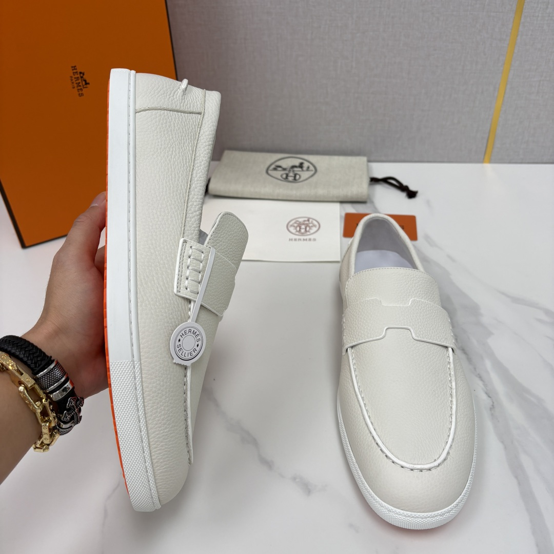 💋💍H家新品 Hermè* 爱马-仕 Job 牛皮乐福鞋 官方 9,300 甄选进口小牛皮/粒面牛皮/绒