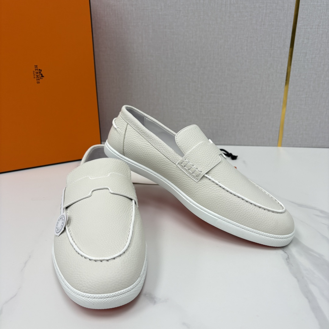 💋💍H家新品 Hermè* 爱马-仕 Job 牛皮乐福鞋 官方 9,300 甄选进口小牛皮/粒面牛皮/绒