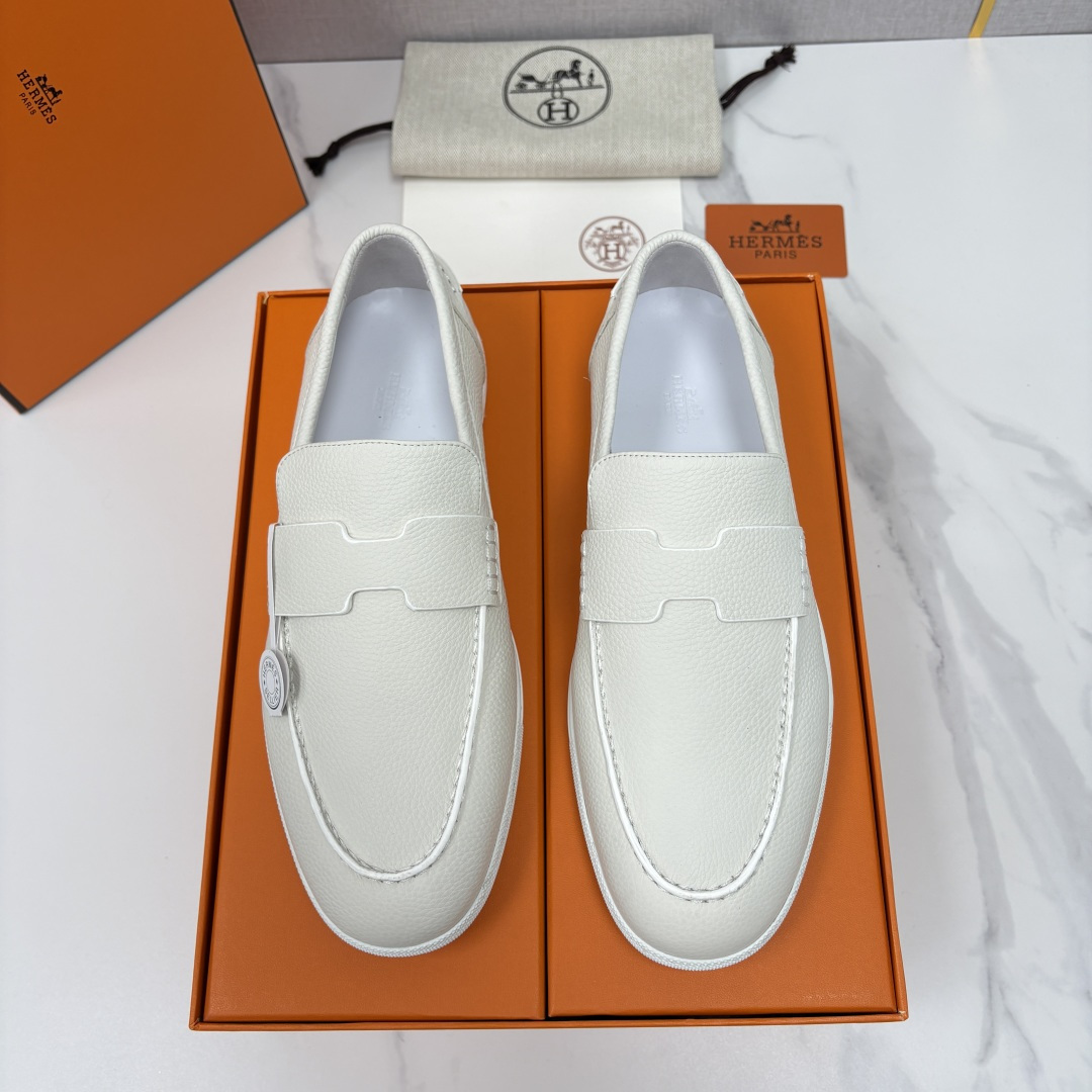 💋💍H家新品 Hermè* 爱马-仕 Job 牛皮乐福鞋 官方 9,300 甄选进口小牛皮/粒面牛皮/绒