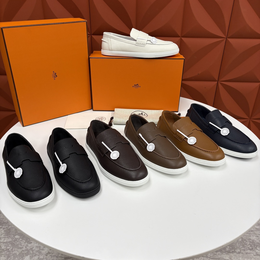 💋💍H家新品 Hermè* 爱马-仕 Job 牛皮乐福鞋 官方 9,300 甄选进口小牛皮/粒面牛皮/绒