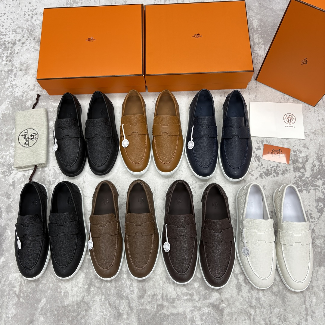 💋💍H家新品 Hermè* 爱马-仕 Job 牛皮乐福鞋 官方 9,300 甄选进口小牛皮/粒面牛皮/绒