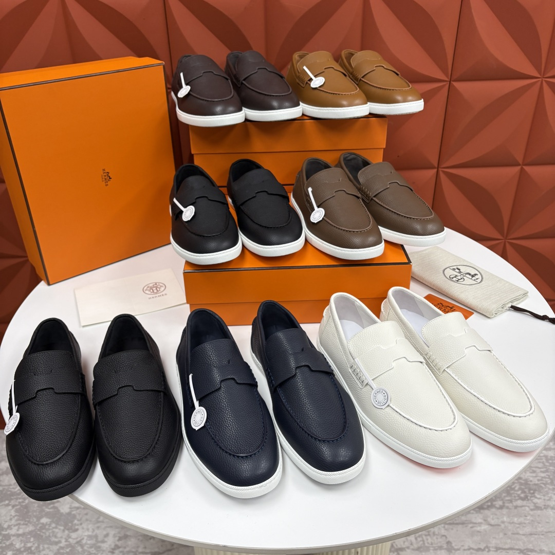 💋💍H家新品 Hermè* 爱马-仕 Job 牛皮乐福鞋 官方 9,300 甄选进口小牛皮/粒面牛皮/绒