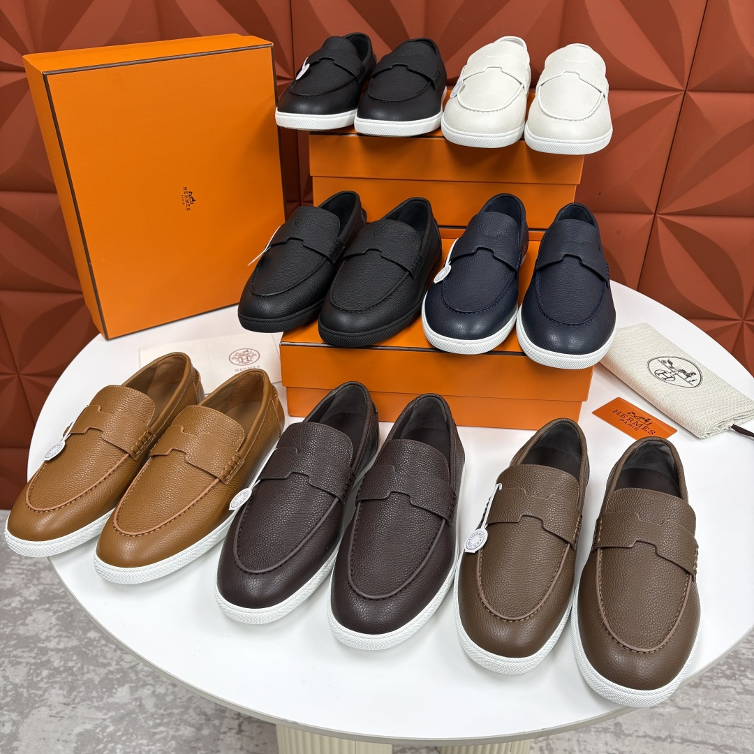 💋💍H家新品 Hermè* 爱马-仕 Job 牛皮乐福鞋 官方 9,300 甄选进口小牛皮/粒面牛皮/绒