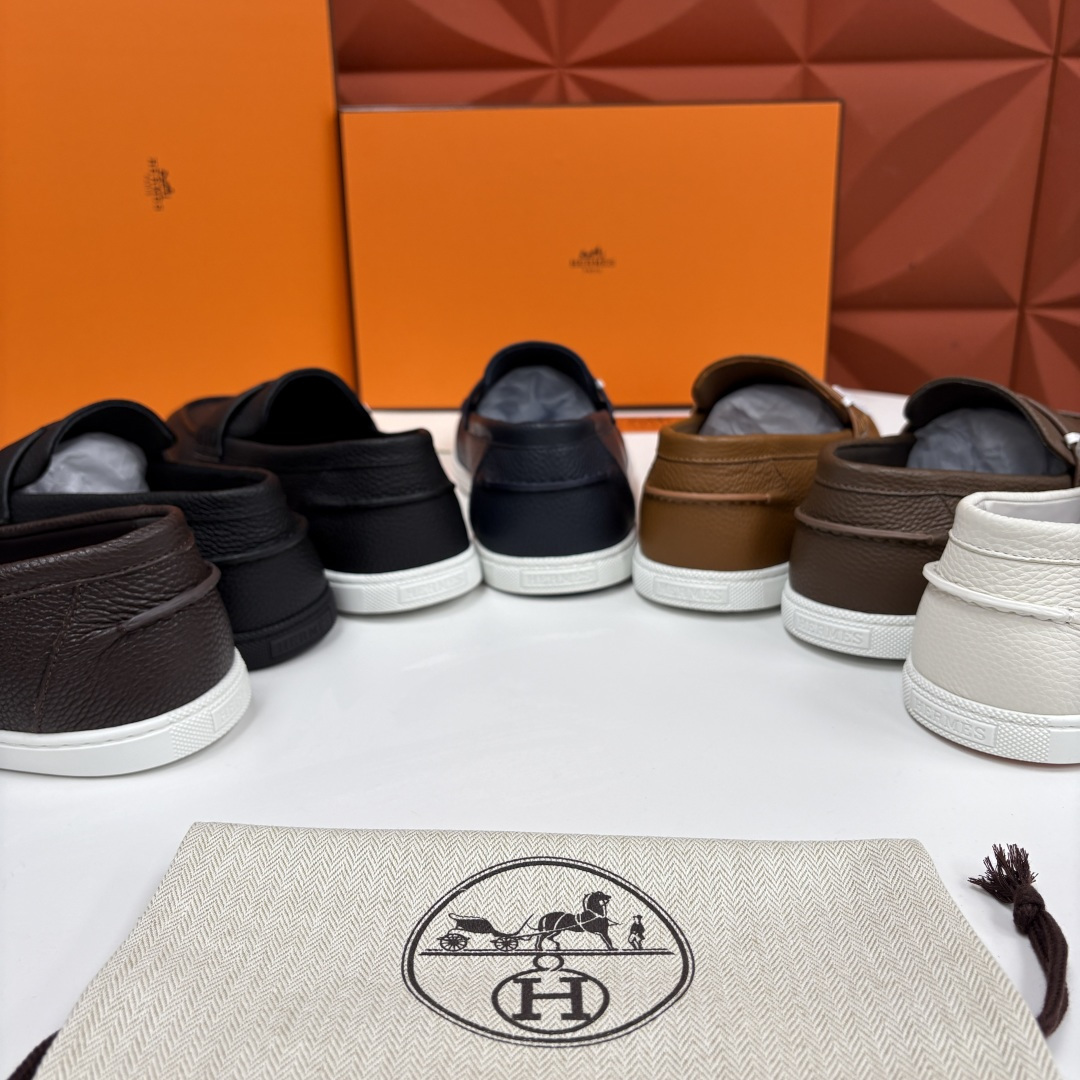 💋💍H家新品 Hermè* 爱马-仕 Job 牛皮乐福鞋 官方 9,300 甄选进口小牛皮/粒面牛皮/绒