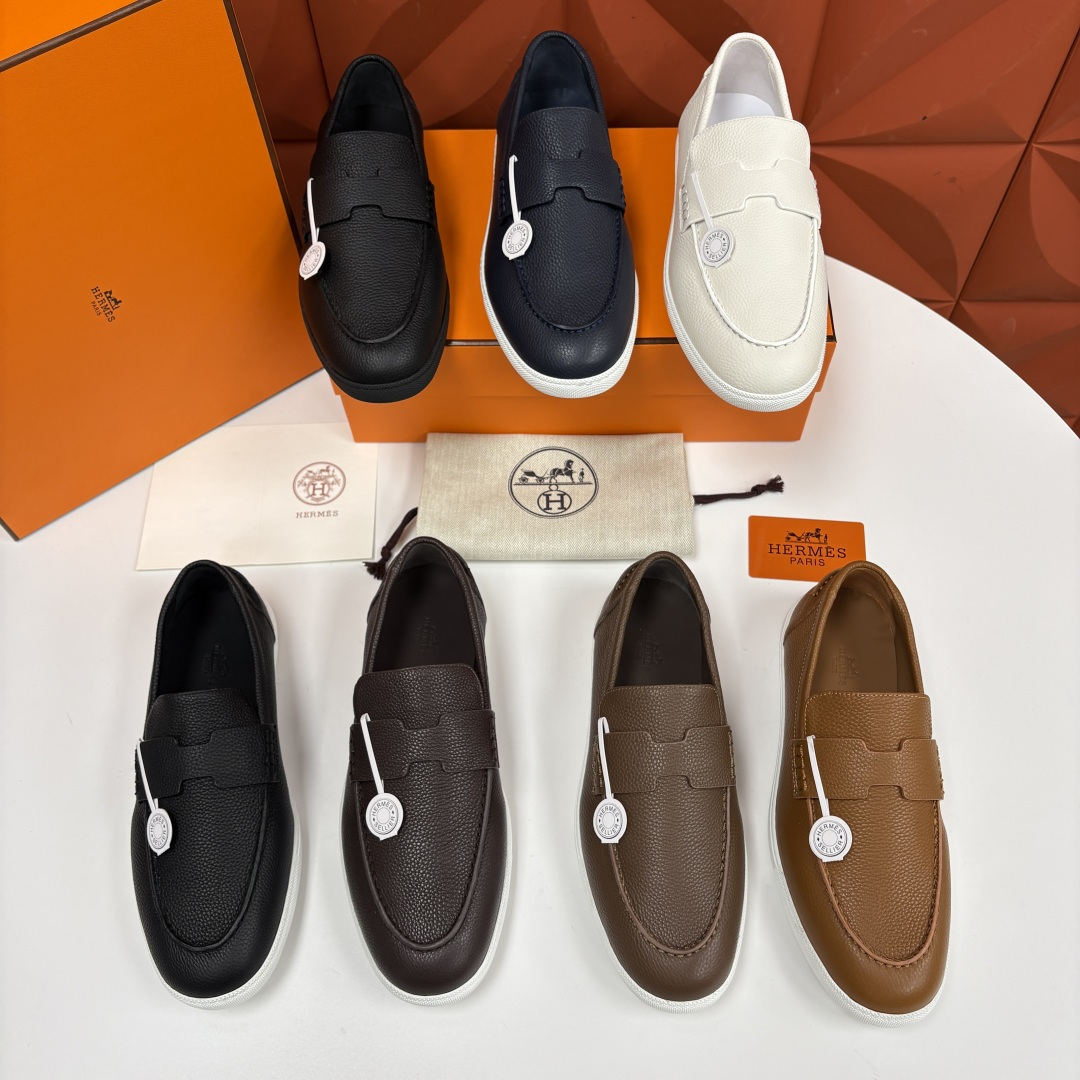 💋💍H家新品 Hermè* 爱马-仕 Job 牛皮乐福鞋 官方 9,300 甄选进口小牛皮/粒面牛皮/绒