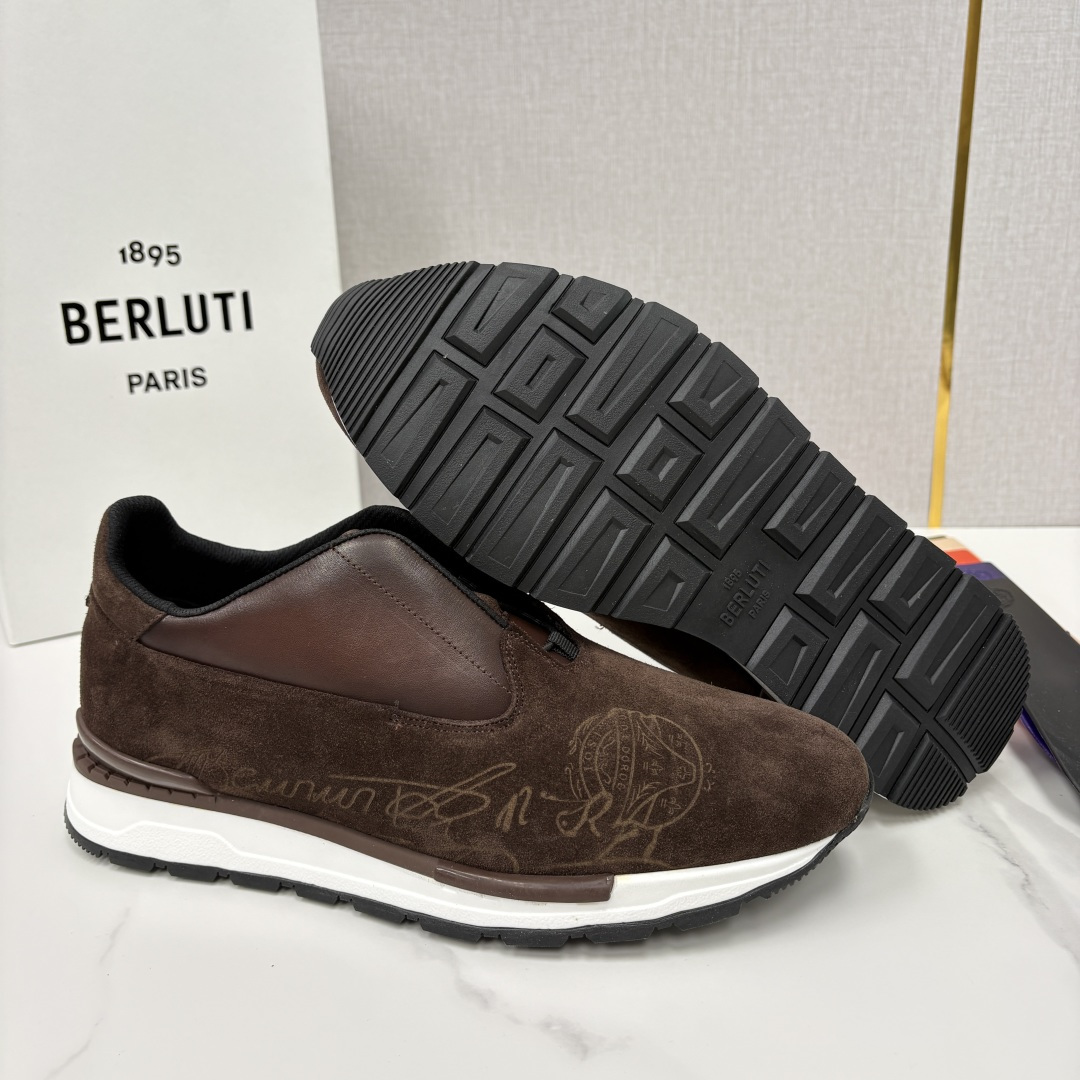 💋💍Berlut* 布鲁提 升级版第四代私模大底 Fast Track皮革运动鞋 官方定制款 13,50