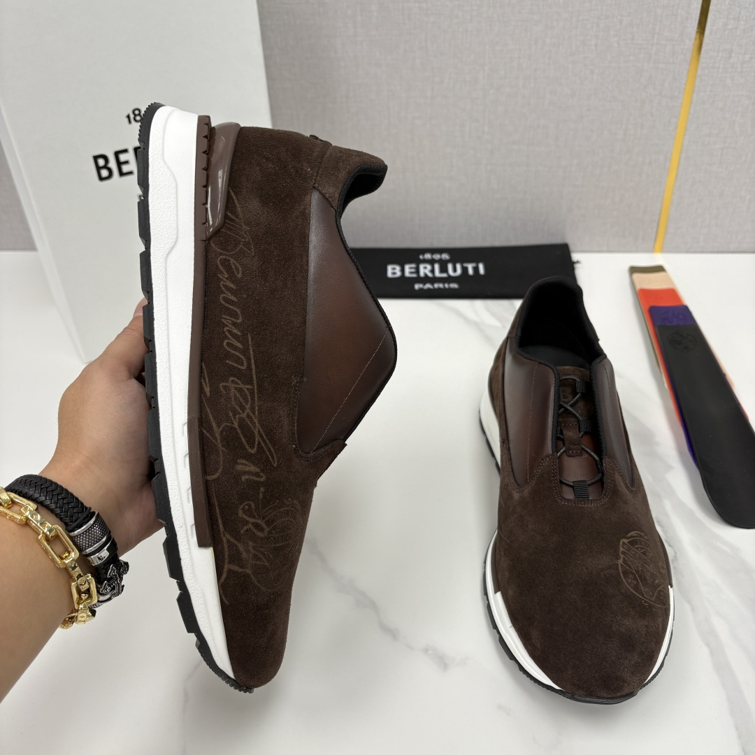 💋💍Berlut* 布鲁提 升级版第四代私模大底 Fast Track皮革运动鞋 官方定制款 13,50