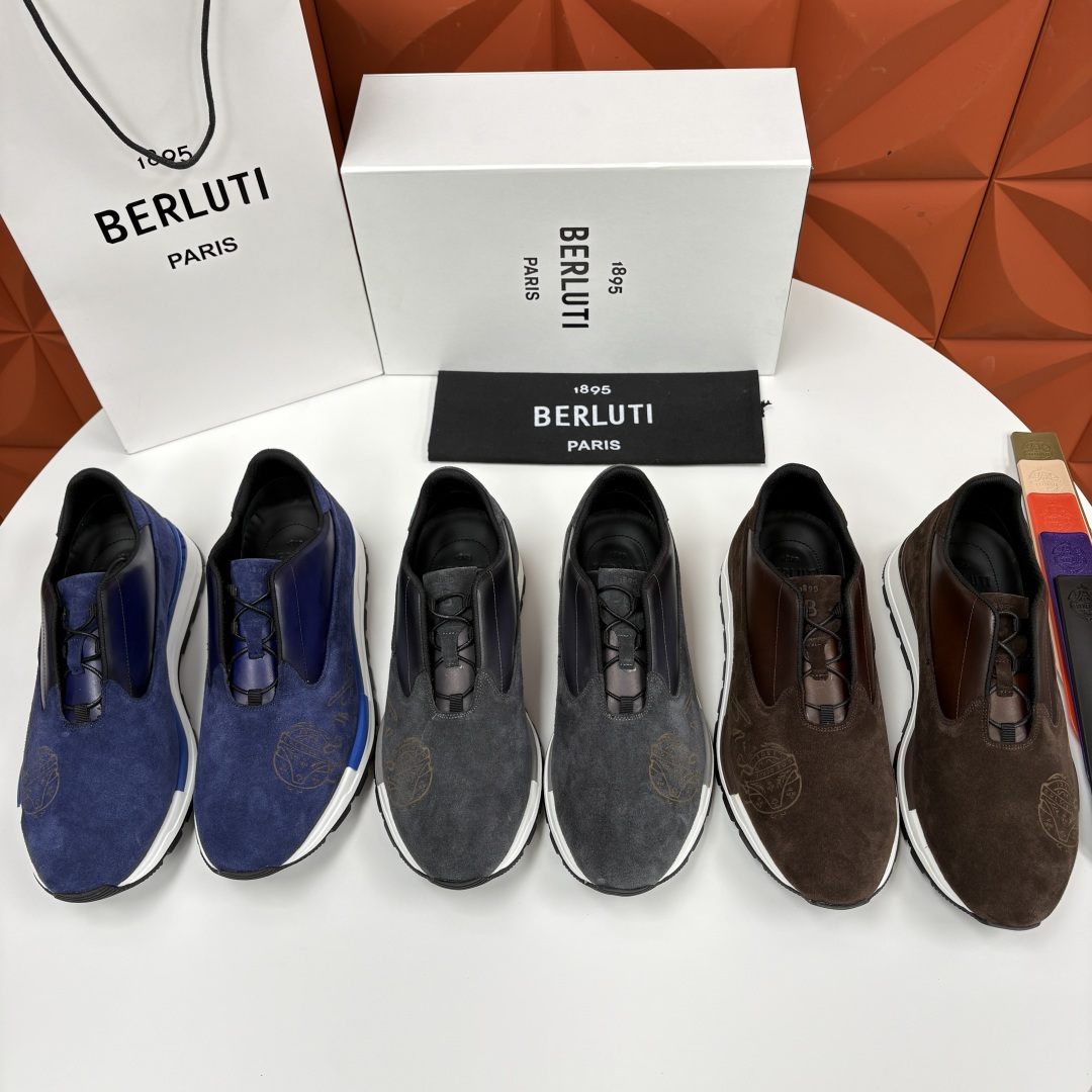💋💍Berlut* 布鲁提 升级版第四代私模大底 Fast Track皮革运动鞋 官方定制款 13,50