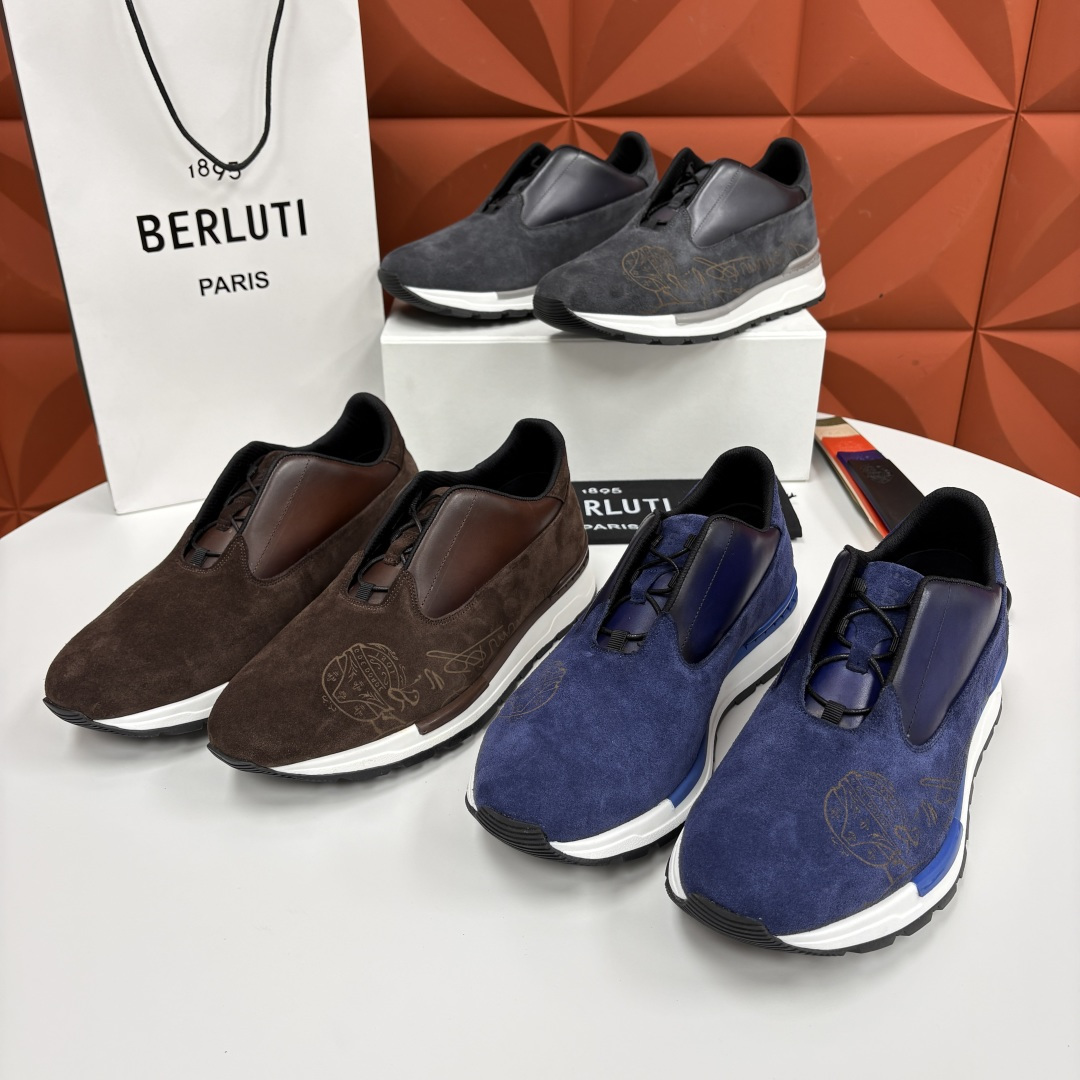 💋💍Berlut* 布鲁提 升级版第四代私模大底 Fast Track皮革运动鞋 官方定制款 13,50