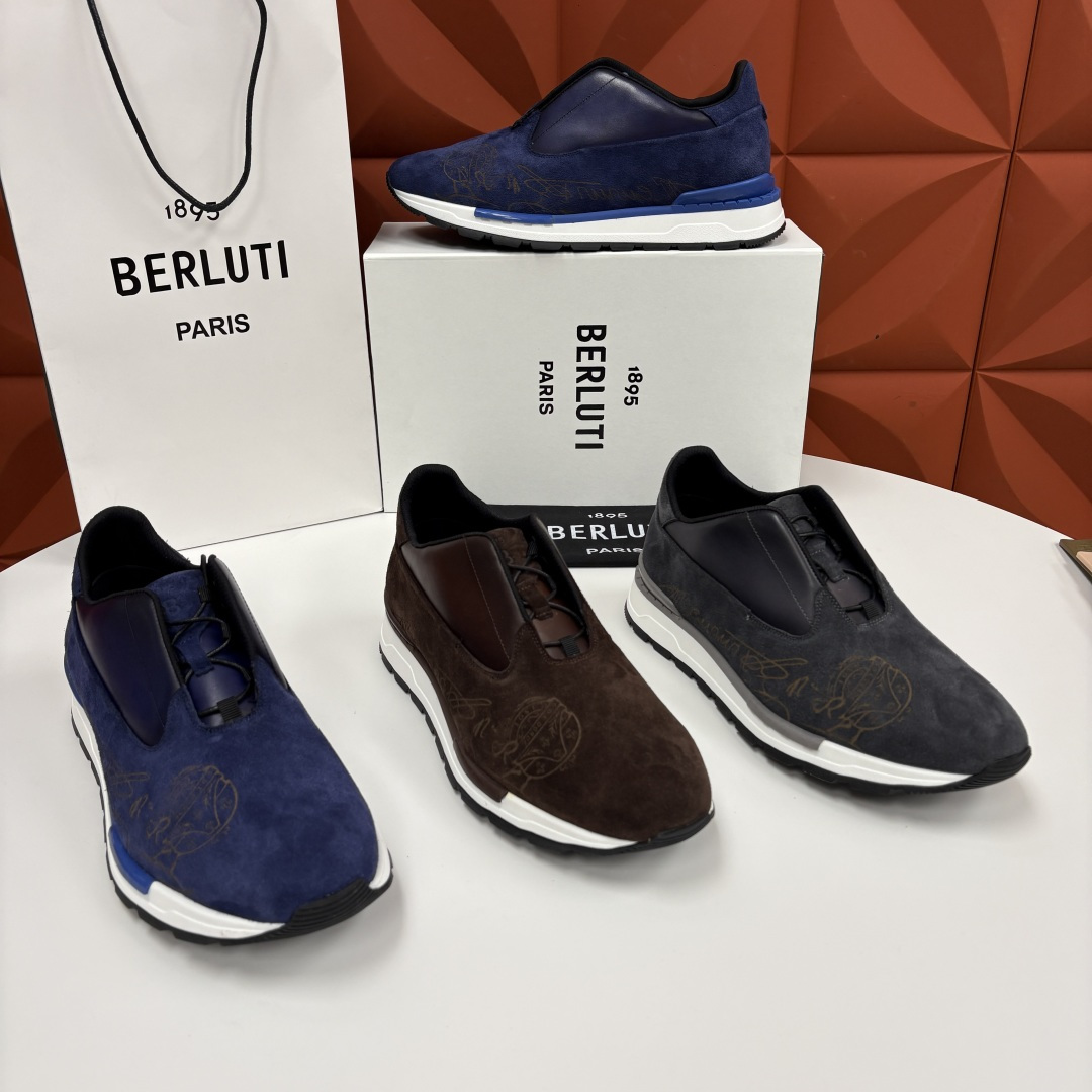 💋💍Berlut* 布鲁提 升级版第四代私模大底 Fast Track皮革运动鞋 官方定制款 13,50