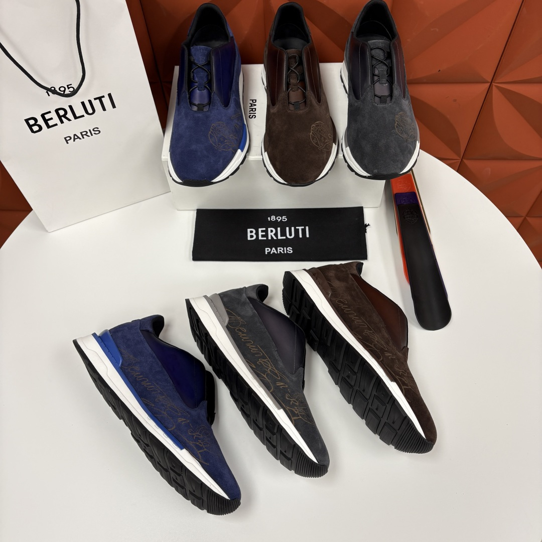 💋💍Berlut* 布鲁提 升级版第四代私模大底 Fast Track皮革运动鞋 官方定制款 13,50