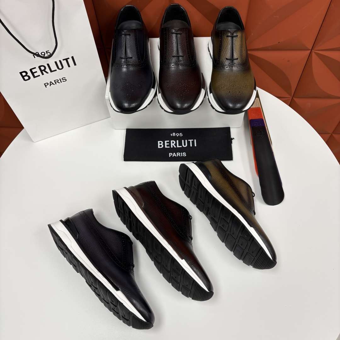 💋💍Berlut* 布鲁提 升级版第四代私模大底 Fast Track皮革运动鞋 官方 24,600 最