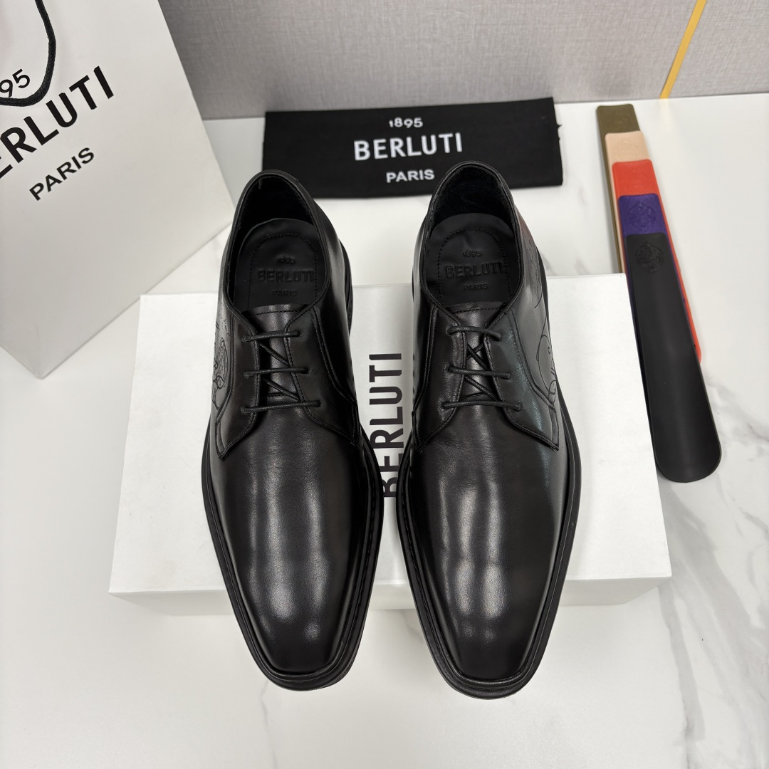 💋💍BERLUT* 布鲁提 ALTO 小牛皮胚手工擦色缝制胶底休闲皮鞋德比皮鞋 皮鞋 官方 18.900