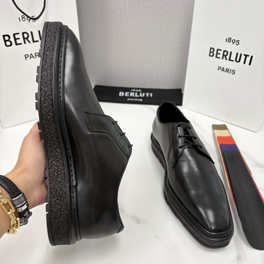 💋💍BERLUT* 布鲁提 ALTO 小牛皮胚手工擦色缝制胶底休闲皮鞋德比皮鞋 皮鞋 官方 18.900
