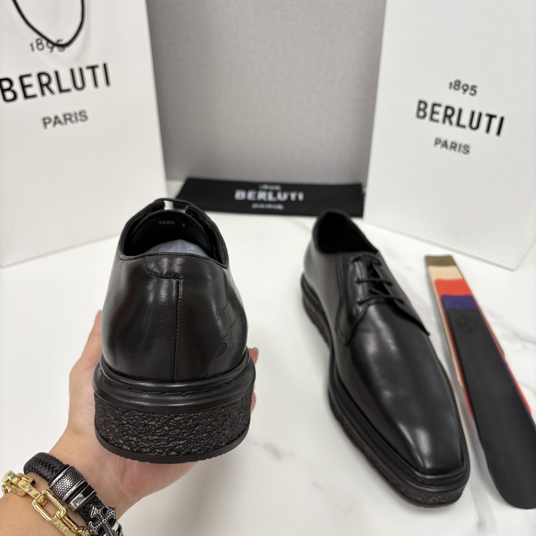 💋💍BERLUT* 布鲁提 ALTO 小牛皮胚手工擦色缝制胶底休闲皮鞋德比皮鞋 皮鞋 官方 18.900