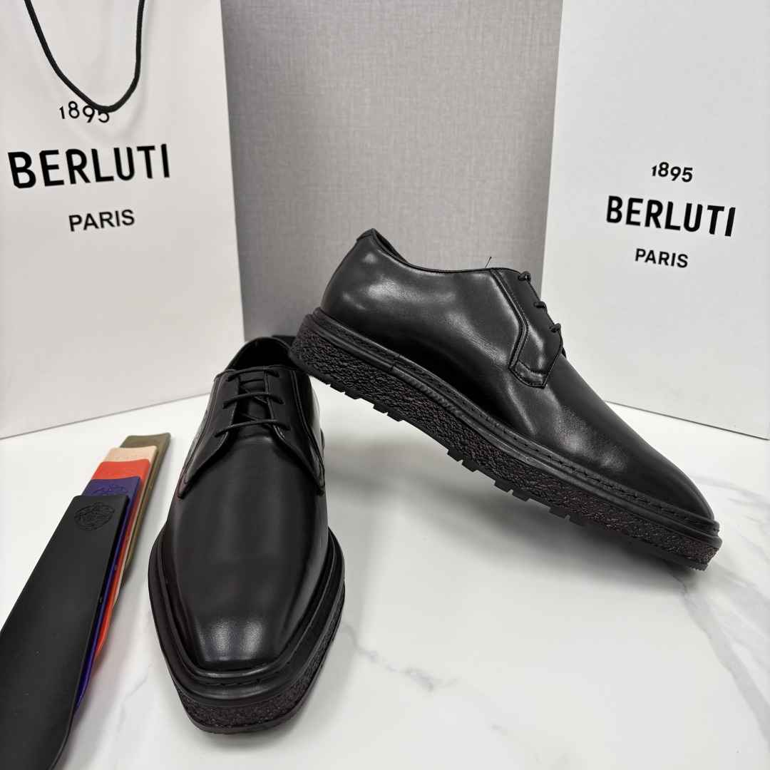 💋💍BERLUT* 布鲁提 ALTO 小牛皮胚手工擦色缝制胶底休闲皮鞋德比皮鞋 皮鞋 官方 18.900