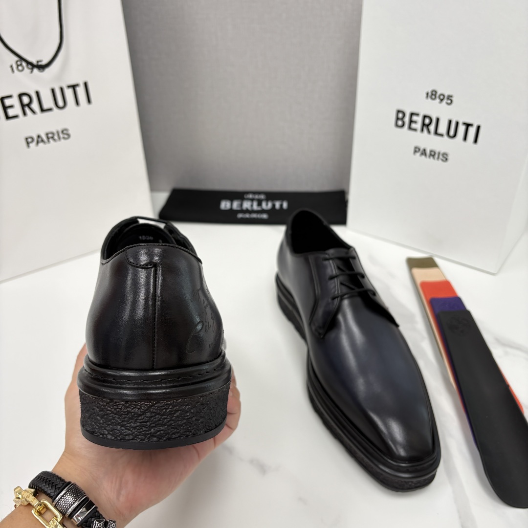 💋💍BERLUT* 布鲁提 ALTO 小牛皮胚手工擦色缝制胶底休闲皮鞋德比皮鞋 皮鞋 官方 18.900