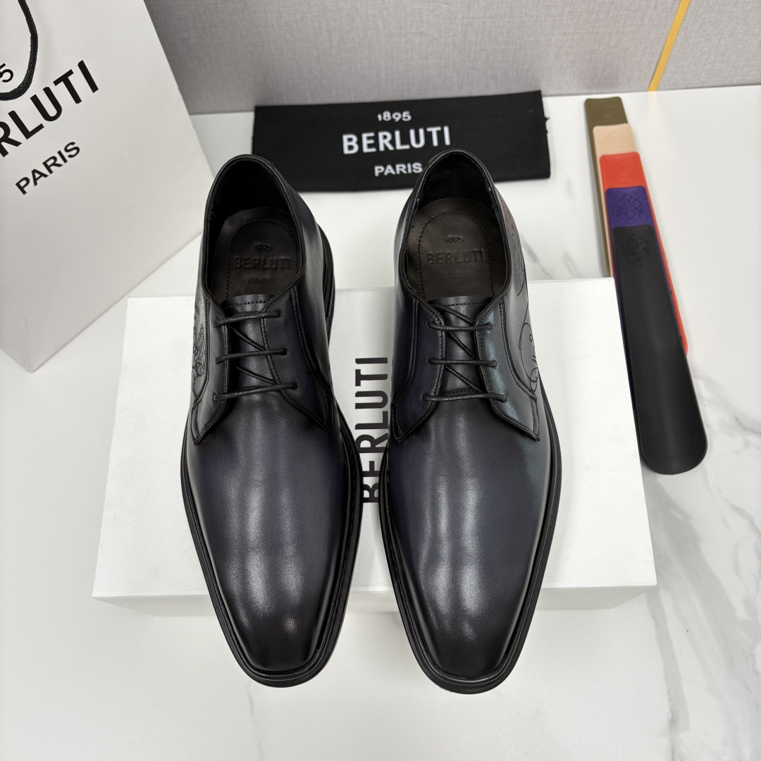 💋💍BERLUT* 布鲁提 ALTO 小牛皮胚手工擦色缝制胶底休闲皮鞋德比皮鞋 皮鞋 官方 18.900