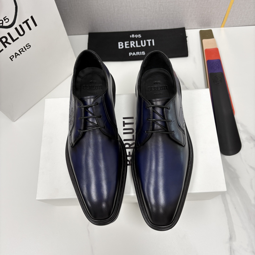 💋💍BERLUT* 布鲁提 ALTO 小牛皮胚手工擦色缝制胶底休闲皮鞋德比皮鞋 皮鞋 官方 18.900