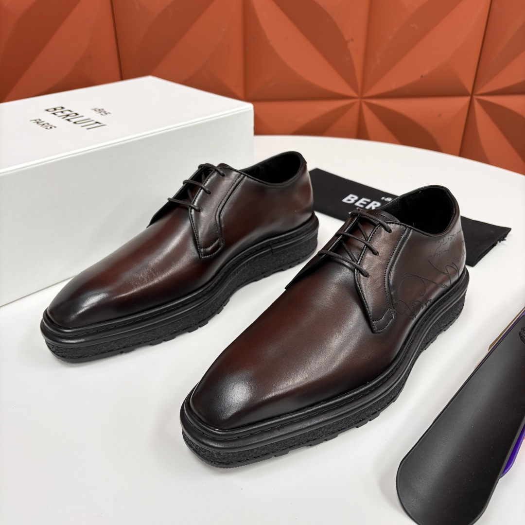 💋💍BERLUT* 布鲁提 ALTO 小牛皮胚手工擦色缝制胶底休闲皮鞋德比皮鞋 皮鞋 官方 18.900