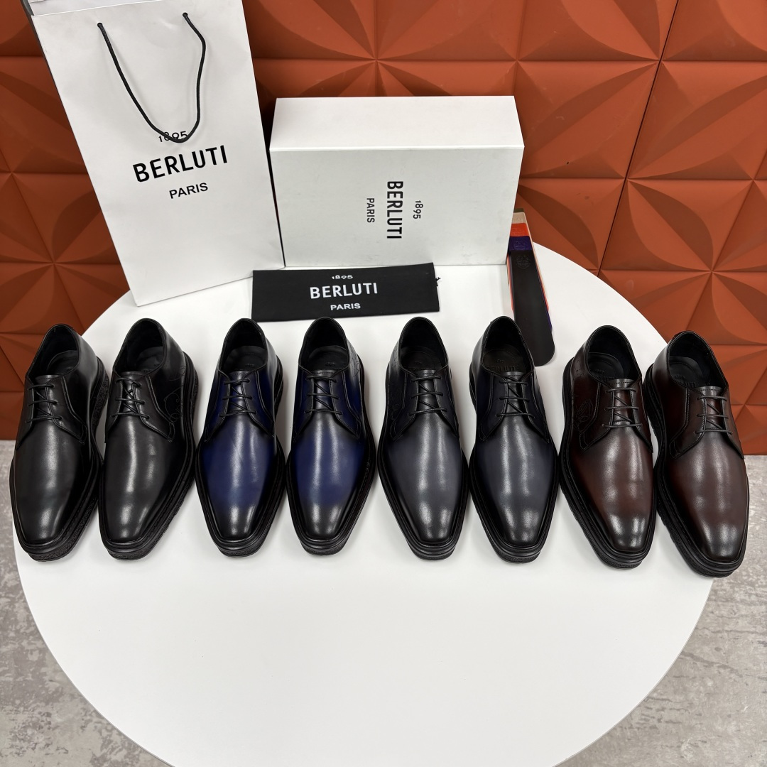 💋💍BERLUT* 布鲁提 ALTO 小牛皮胚手工擦色缝制胶底休闲皮鞋德比皮鞋 皮鞋 官方 18.900