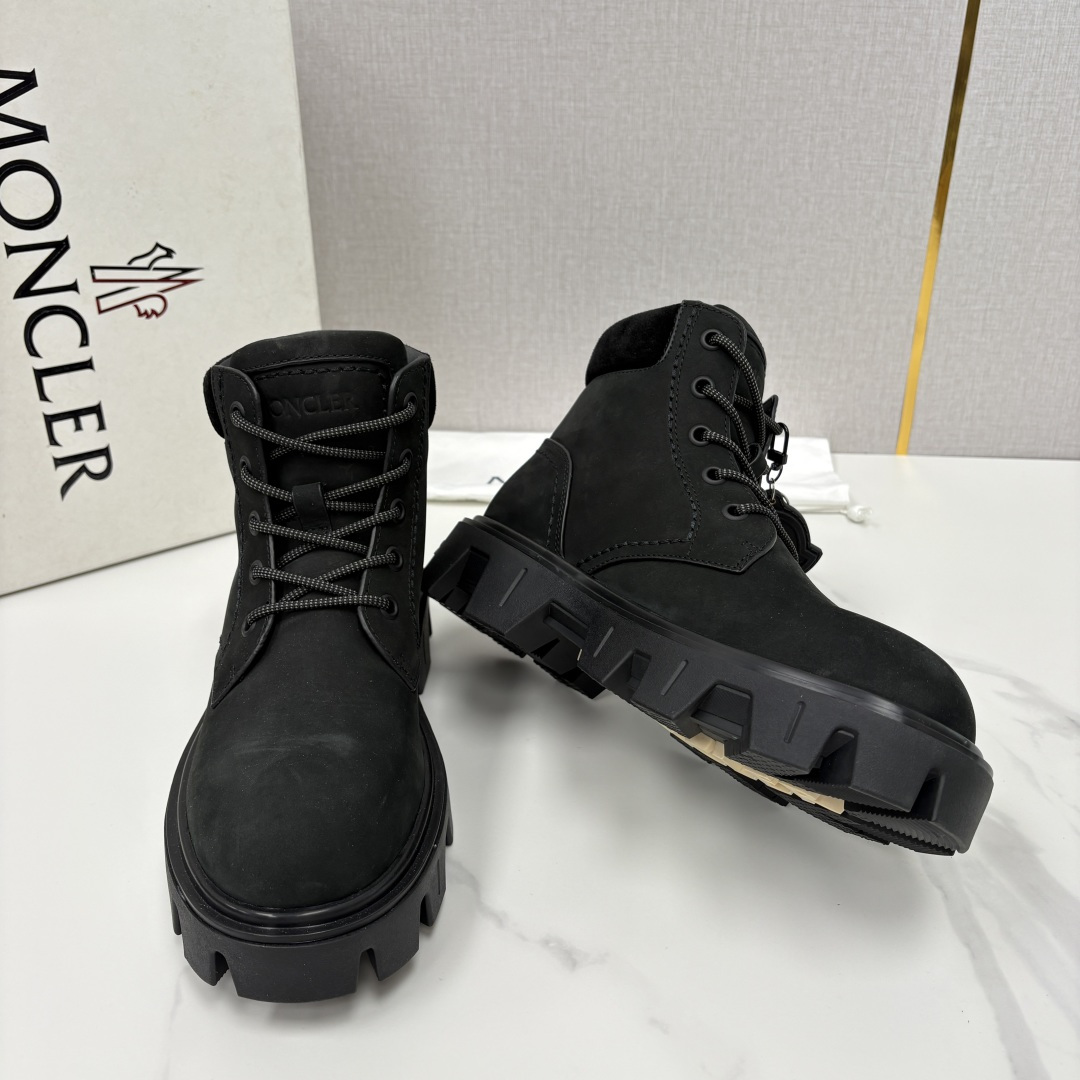 💋💍蒙-口 Moncle* Peak City男士皮革系带靴 磨砂皮高帮工装靴皮靴 硬核质感与奢潮的碰撞