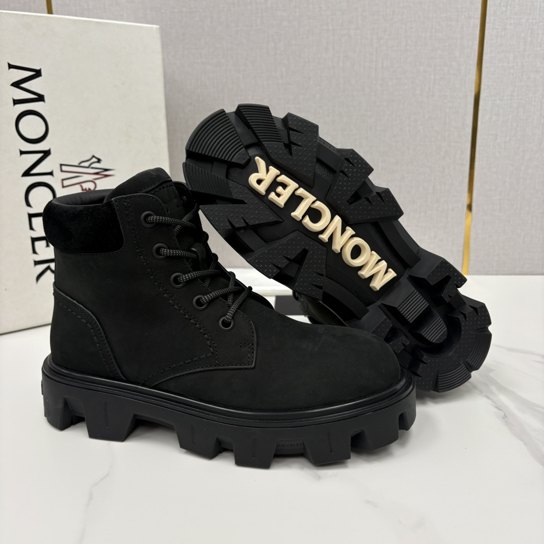 💋💍蒙-口 Moncle* Peak City男士皮革系带靴 磨砂皮高帮工装靴皮靴 硬核质感与奢潮的碰撞