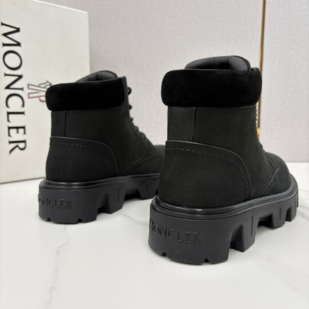 💋💍蒙-口 Moncle* Peak City男士皮革系带靴 磨砂皮高帮工装靴皮靴 硬核质感与奢潮的碰撞