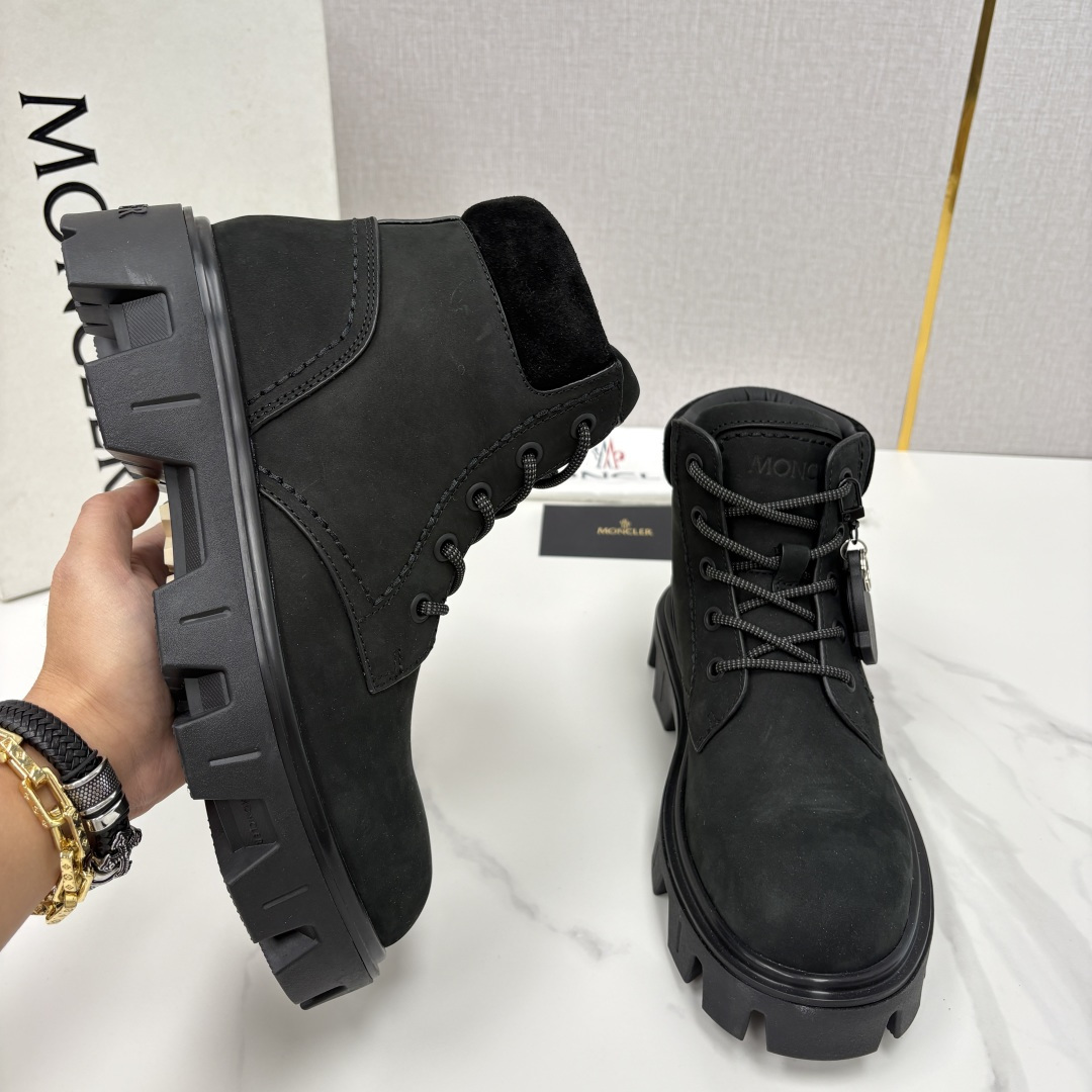 💋💍蒙-口 Moncle* Peak City男士皮革系带靴 磨砂皮高帮工装靴皮靴 硬核质感与奢潮的碰撞
