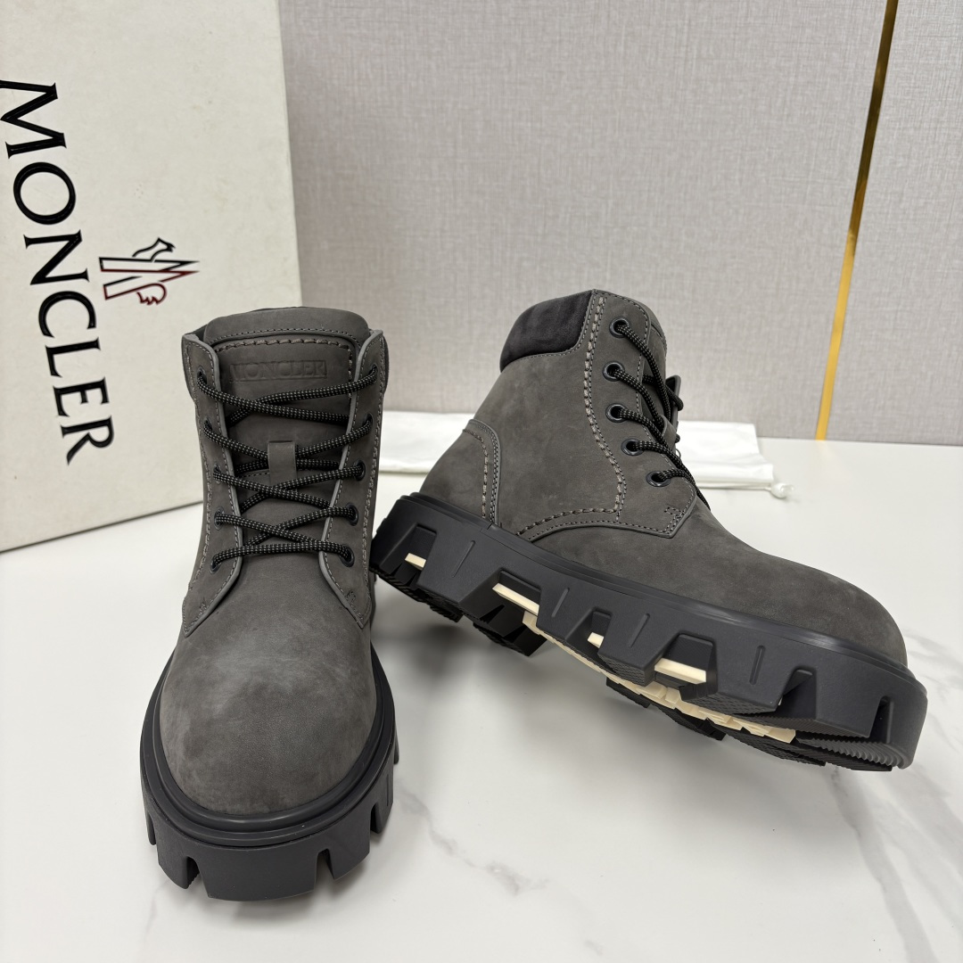 💋💍蒙-口 Moncle* Peak City男士皮革系带靴 磨砂皮高帮工装靴皮靴 硬核质感与奢潮的碰撞