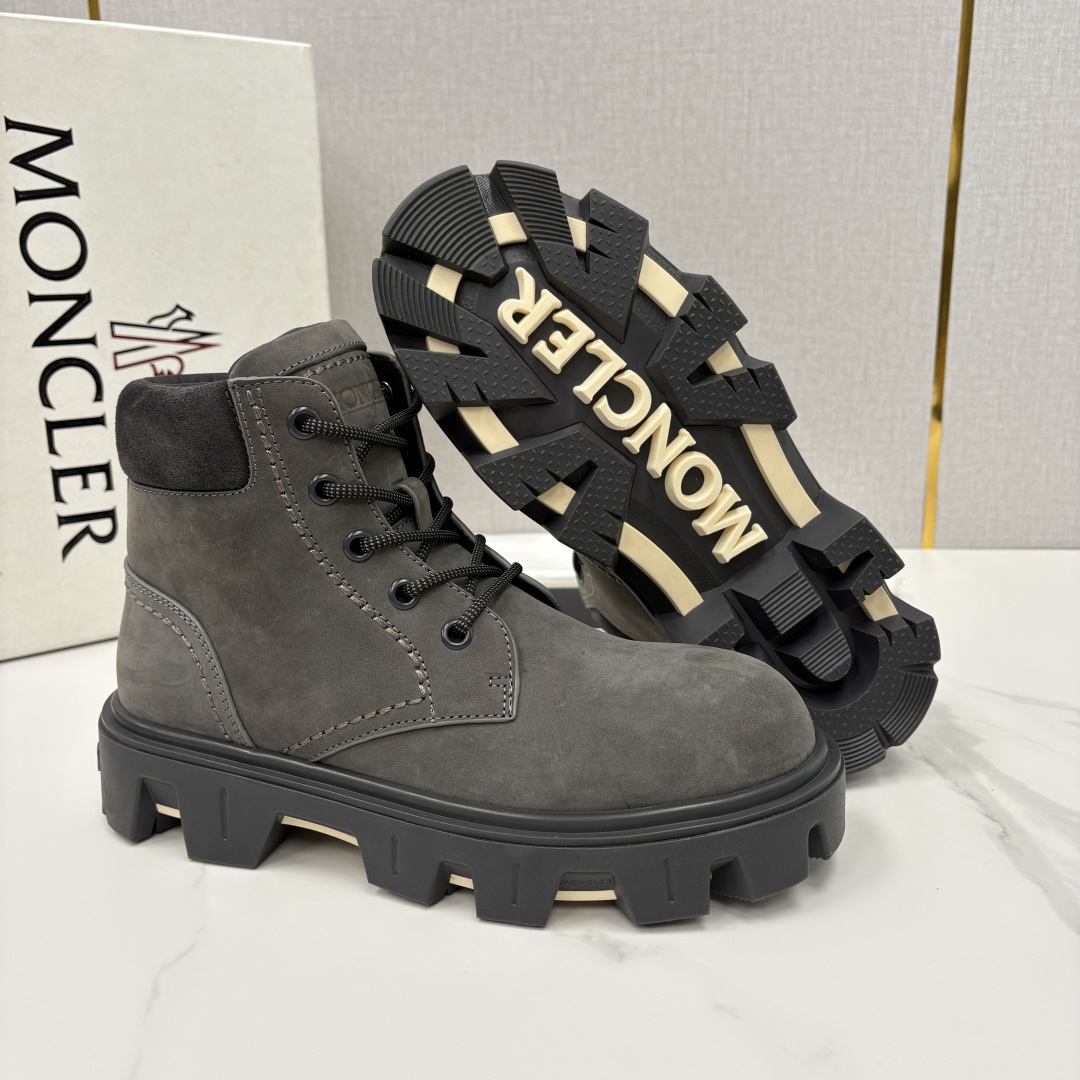 💋💍蒙-口 Moncle* Peak City男士皮革系带靴 磨砂皮高帮工装靴皮靴 硬核质感与奢潮的碰撞