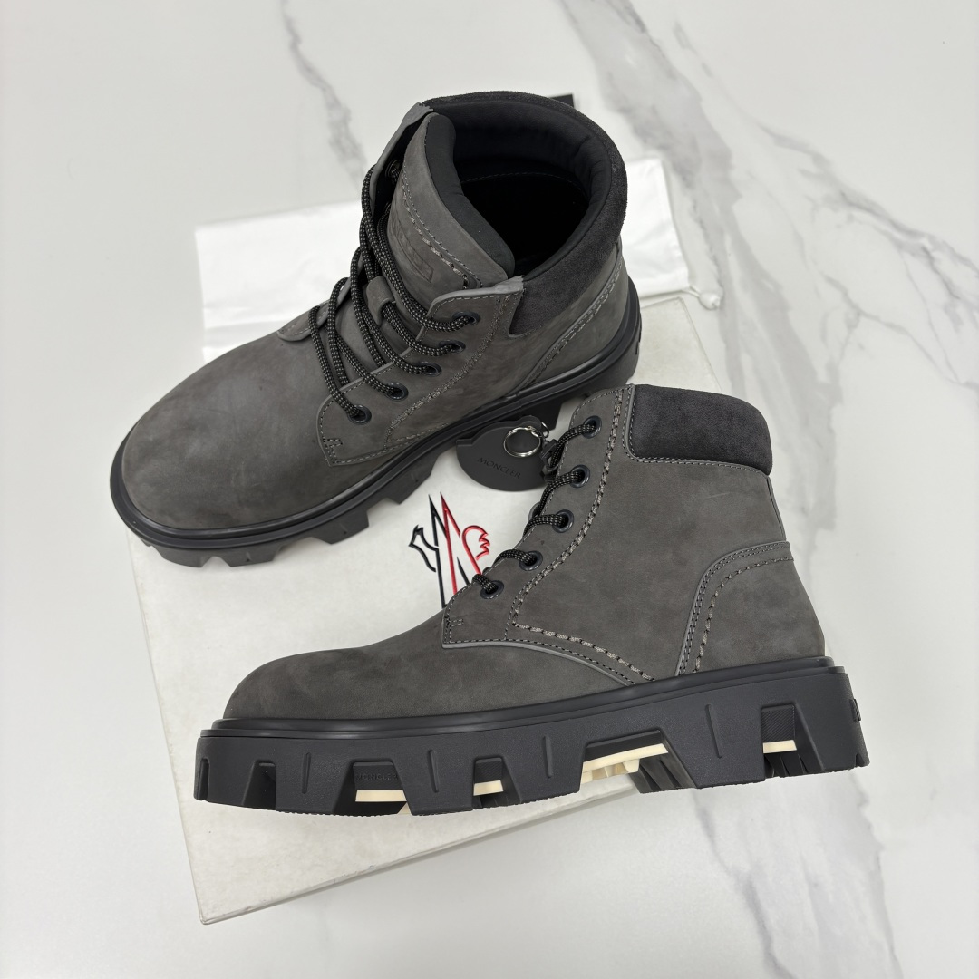 💋💍蒙-口 Moncle* Peak City男士皮革系带靴 磨砂皮高帮工装靴皮靴 硬核质感与奢潮的碰撞