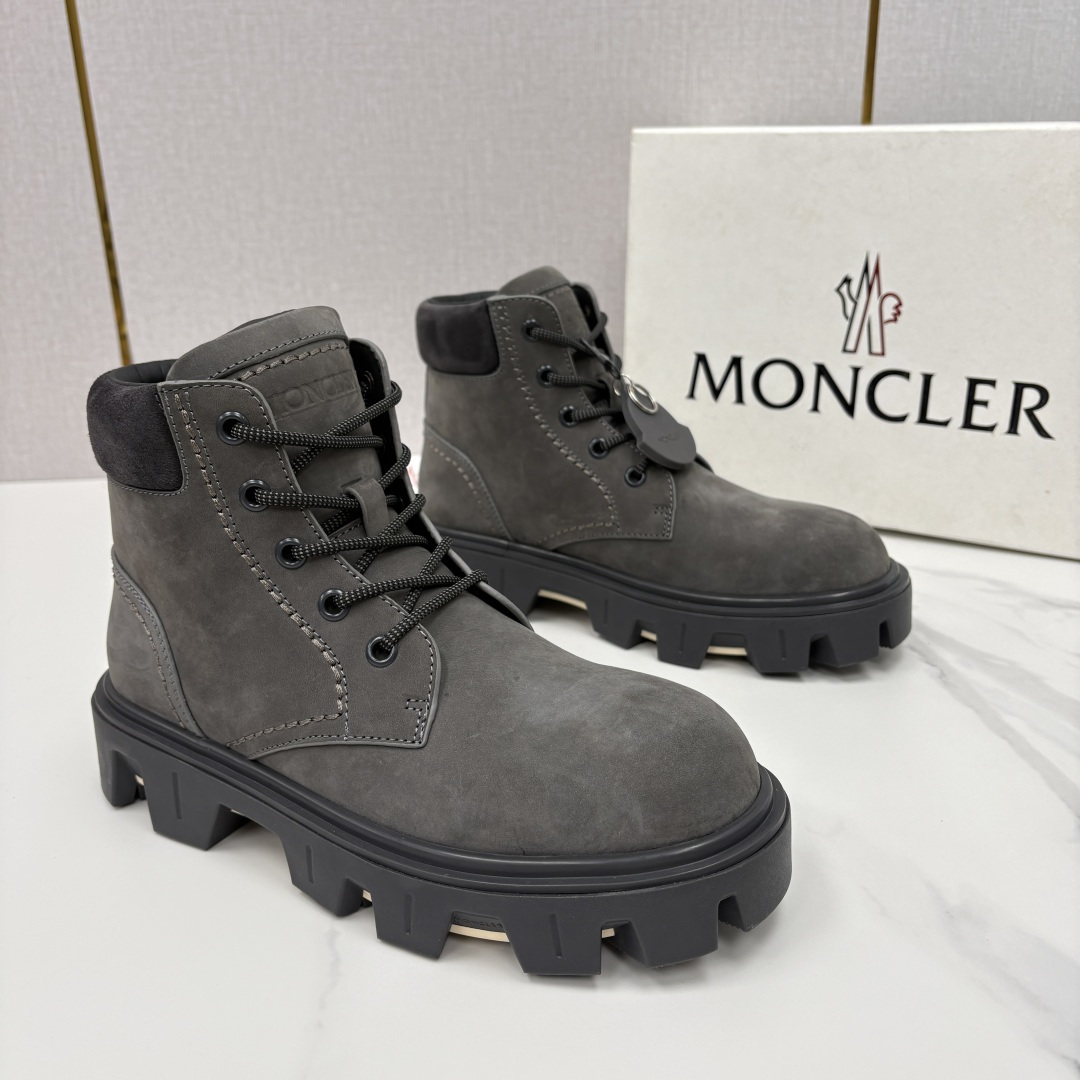💋💍蒙-口 Moncle* Peak City男士皮革系带靴 磨砂皮高帮工装靴皮靴 硬核质感与奢潮的碰撞