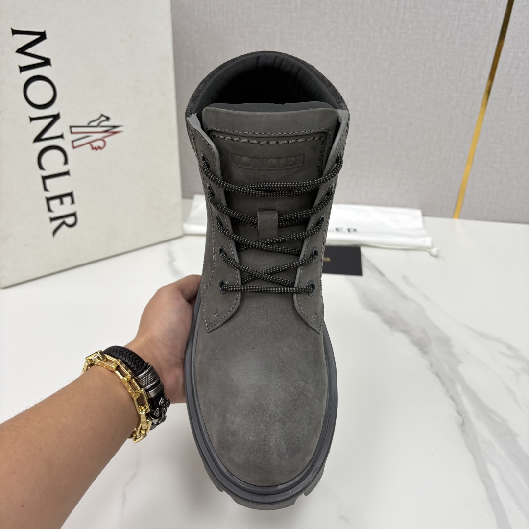 💋💍蒙-口 Moncle* Peak City男士皮革系带靴 磨砂皮高帮工装靴皮靴 硬核质感与奢潮的碰撞