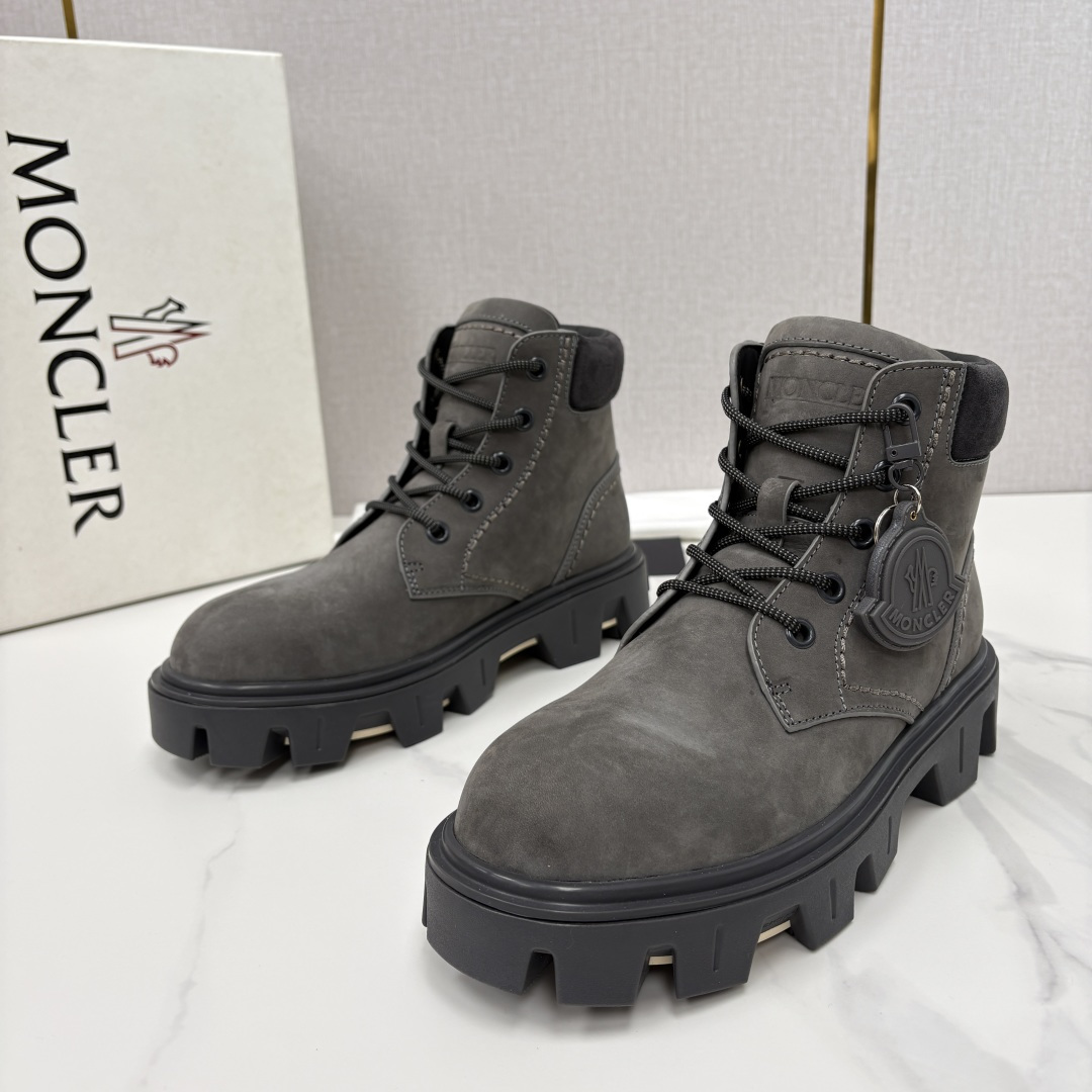 💋💍蒙-口 Moncle* Peak City男士皮革系带靴 磨砂皮高帮工装靴皮靴 硬核质感与奢潮的碰撞