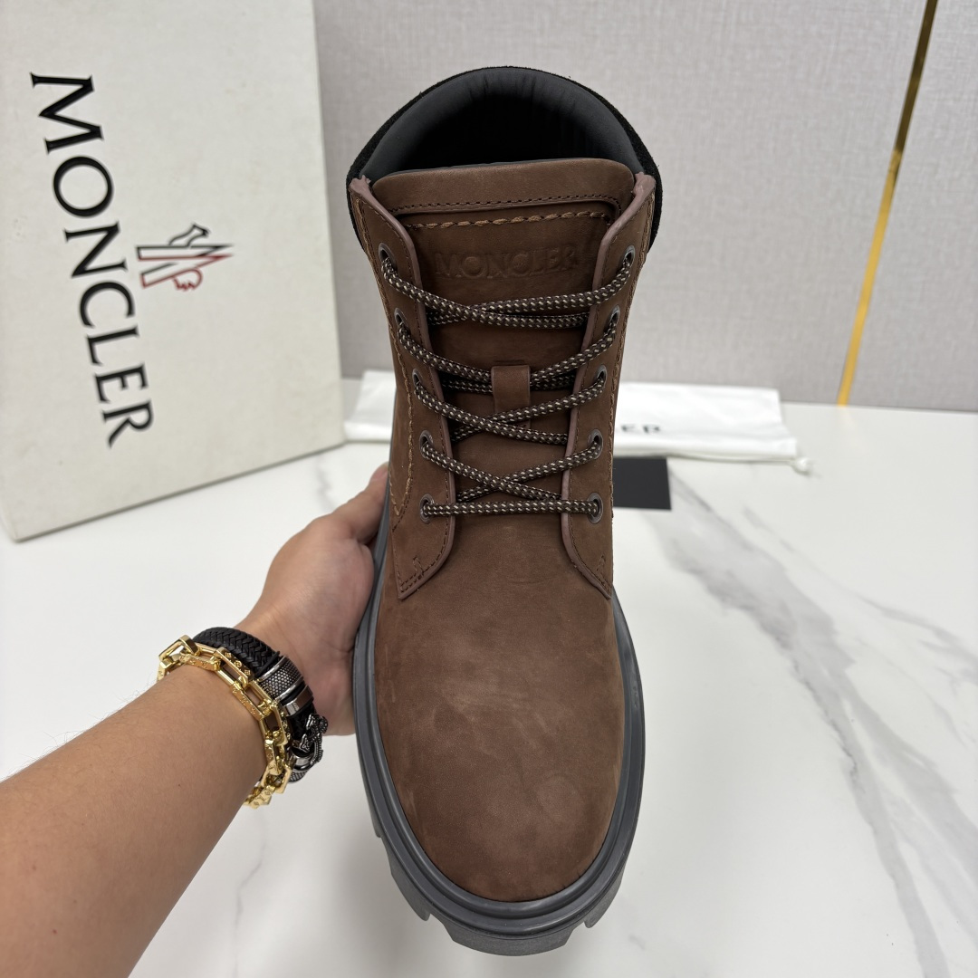 💋💍蒙-口 Moncle* Peak City男士皮革系带靴 磨砂皮高帮工装靴皮靴 硬核质感与奢潮的碰撞