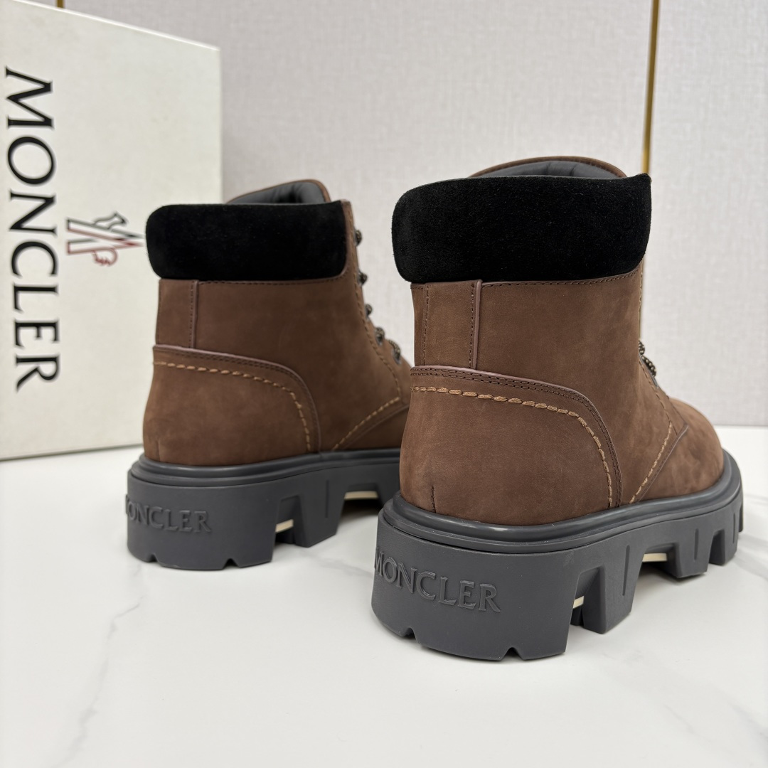 💋💍蒙-口 Moncle* Peak City男士皮革系带靴 磨砂皮高帮工装靴皮靴 硬核质感与奢潮的碰撞