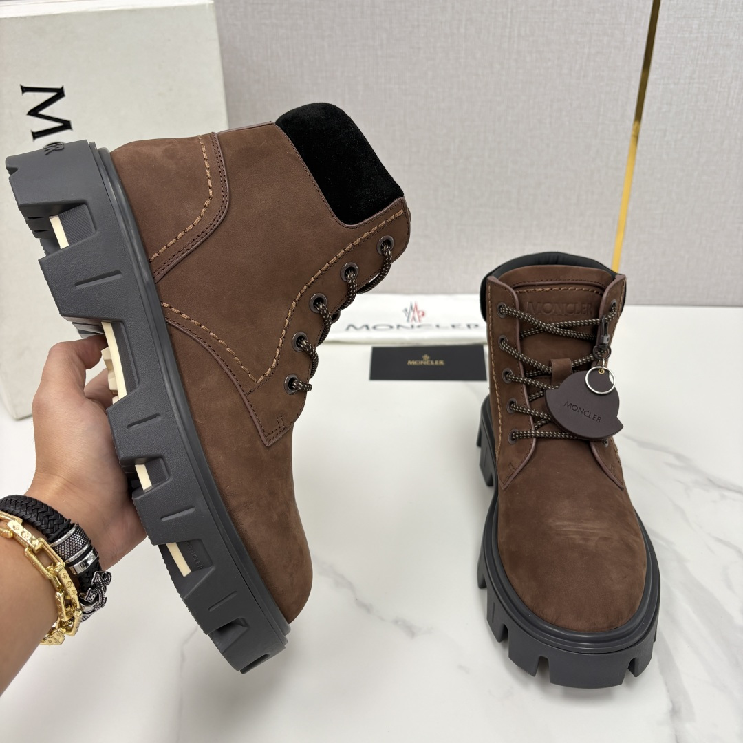 💋💍蒙-口 Moncle* Peak City男士皮革系带靴 磨砂皮高帮工装靴皮靴 硬核质感与奢潮的碰撞