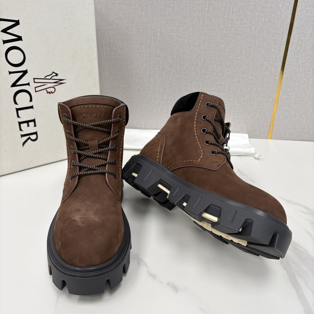 💋💍蒙-口 Moncle* Peak City男士皮革系带靴 磨砂皮高帮工装靴皮靴 硬核质感与奢潮的碰撞