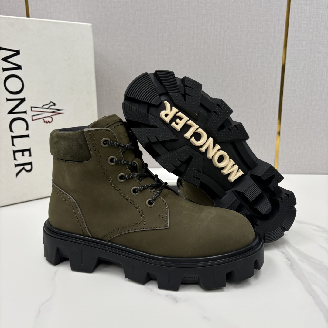 💋💍蒙-口 Moncle* Peak City男士皮革系带靴 磨砂皮高帮工装靴皮靴 硬核质感与奢潮的碰撞