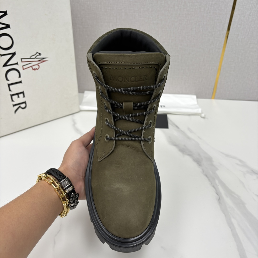 💋💍蒙-口 Moncle* Peak City男士皮革系带靴 磨砂皮高帮工装靴皮靴 硬核质感与奢潮的碰撞