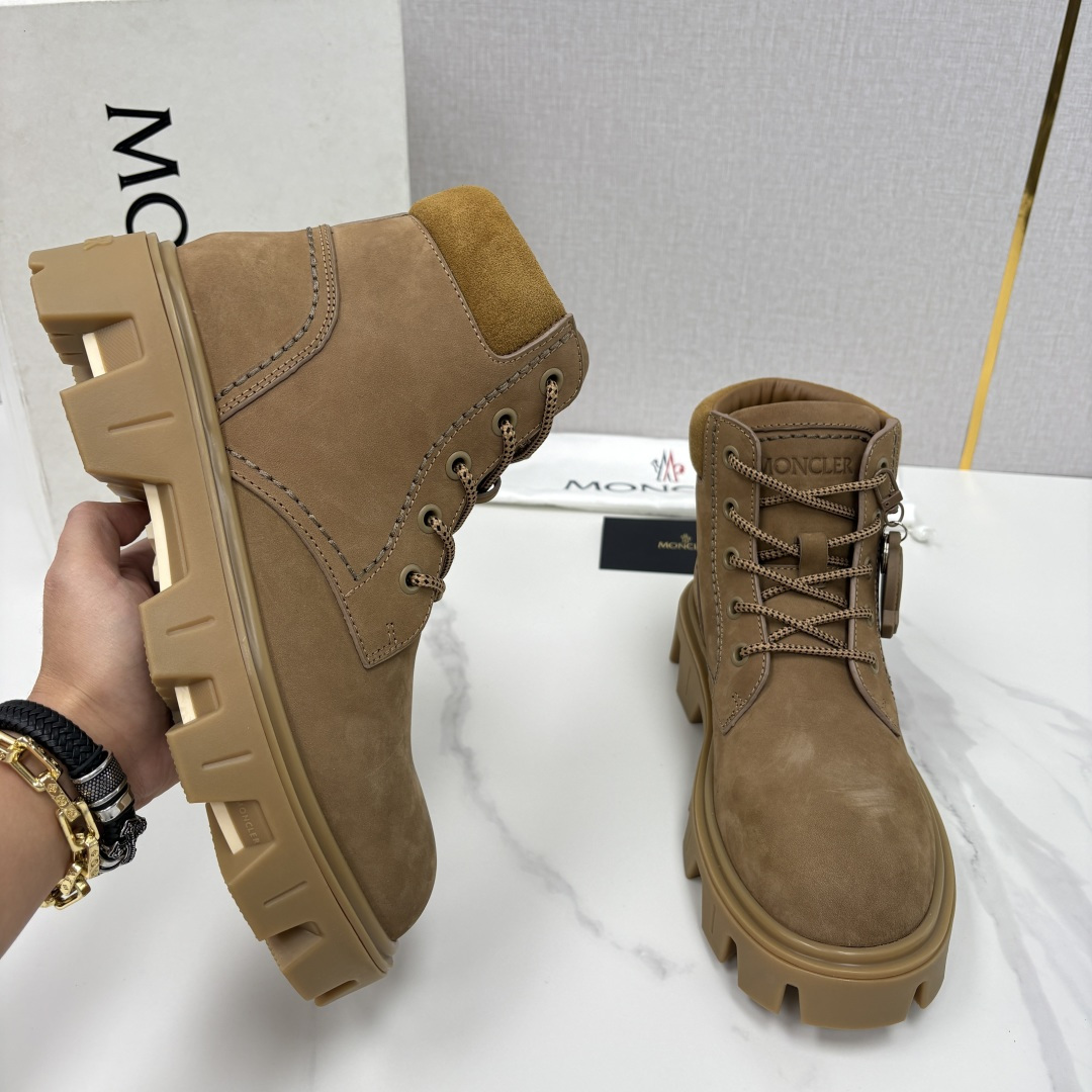 💋💍蒙-口 Moncle* Peak City男士皮革系带靴 磨砂皮高帮工装靴皮靴 硬核质感与奢潮的碰撞
