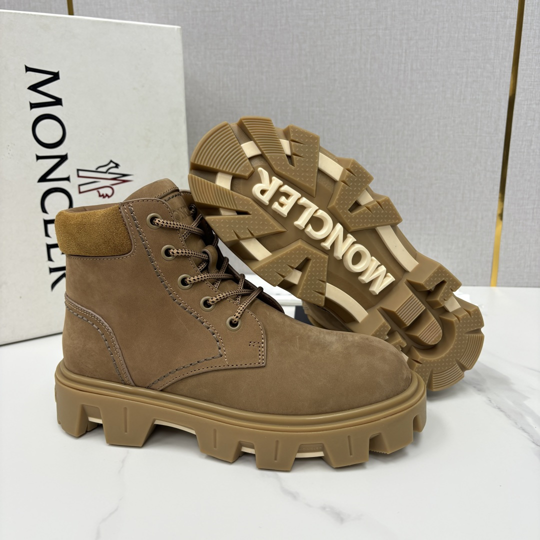 💋💍蒙-口 Moncle* Peak City男士皮革系带靴 磨砂皮高帮工装靴皮靴 硬核质感与奢潮的碰撞