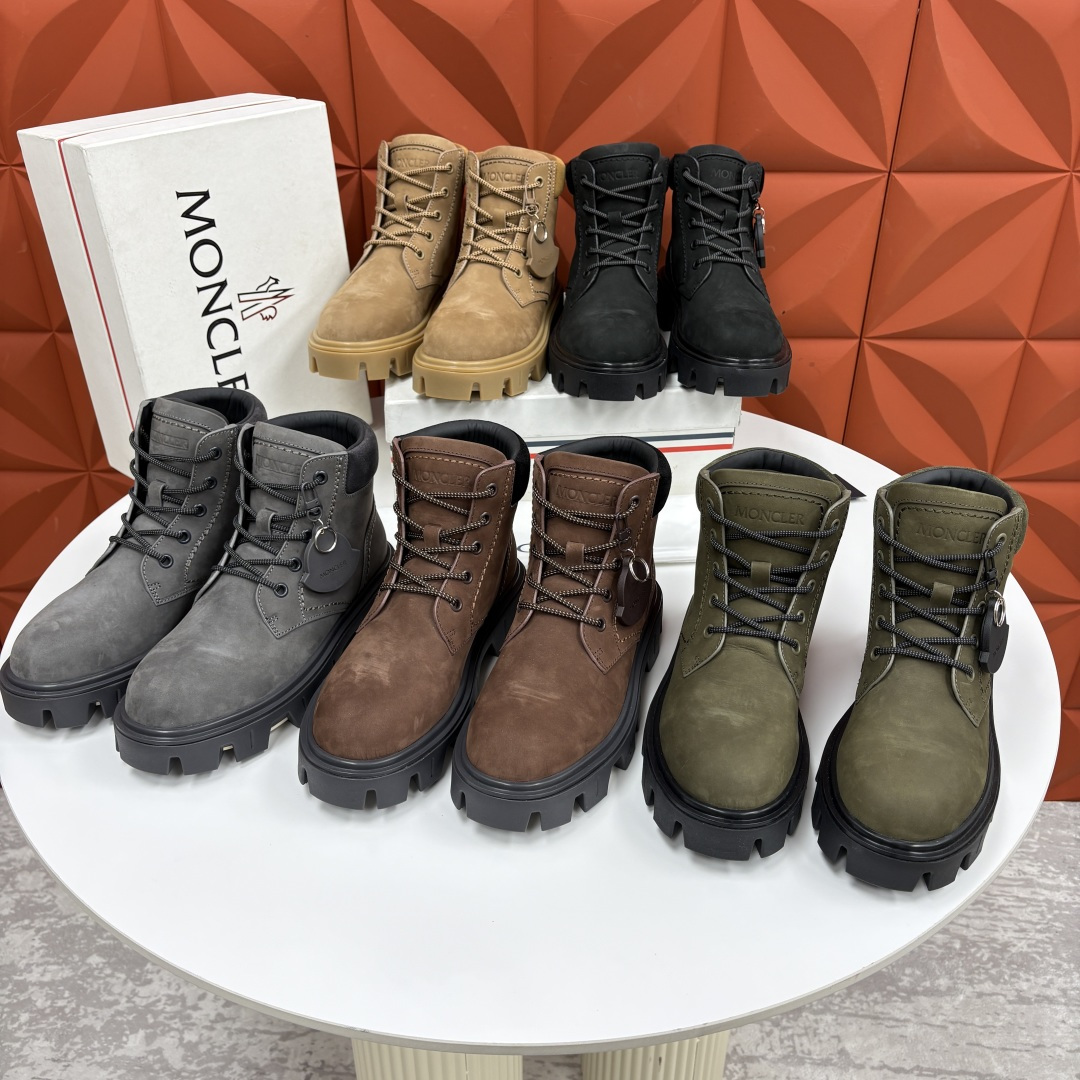 💋💍蒙-口 Moncle* Peak City男士皮革系带靴 磨砂皮高帮工装靴皮靴 硬核质感与奢潮的碰撞